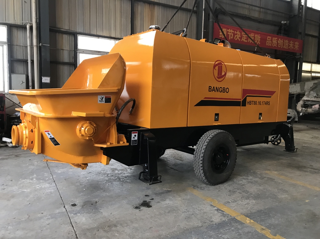BANGBO 16MPa 80m3/h New Concrete Pump , Mini Cement Pump With Diesel Engine