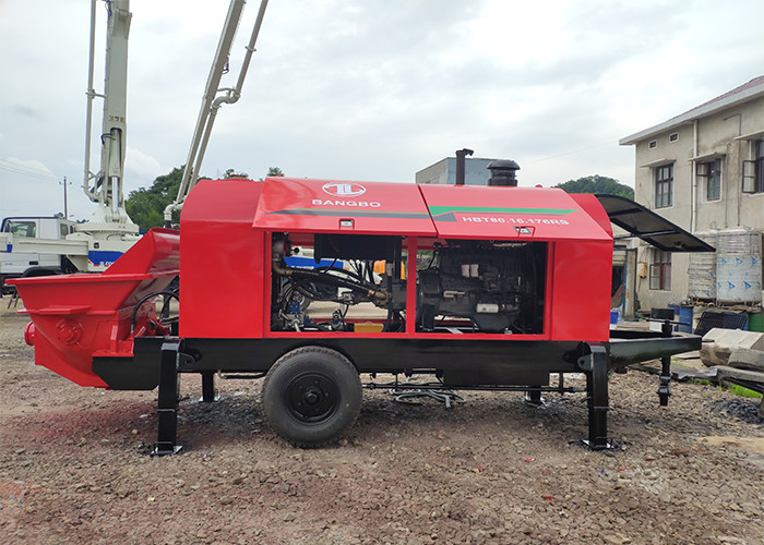 BANGBO 80m3/H Mini Concrete Pump Machine , Concrete Pump Mixer Red