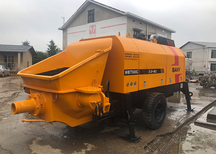 115KW Sany 60CBM/H Trailer Mounted Concrete Pump With Diesel Engine