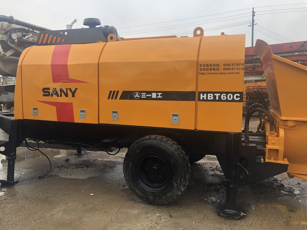 115KW Sany 60CBM/H Trailer Mounted Concrete Pump With Diesel Engine