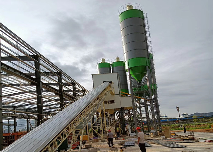 ISO9001 260KW Mini Ready Mix Concrete Plant With PLC Control System