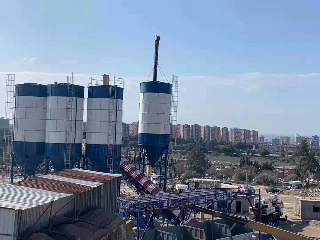 ISO90001 180CBM/H Concrete Batching Plant Twin Shaft Foundation Free