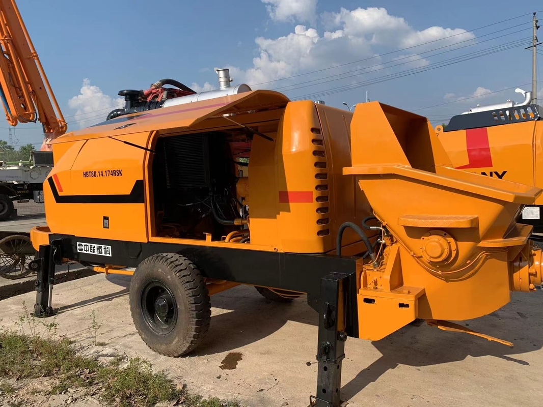 80cbm Used Concrete Trailer Pump Zoomlion Renewed Portable Cement Pump